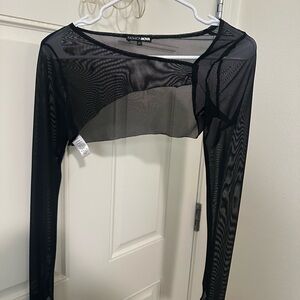 Fashion Nova Elegant Black Mesh Long Sleeves